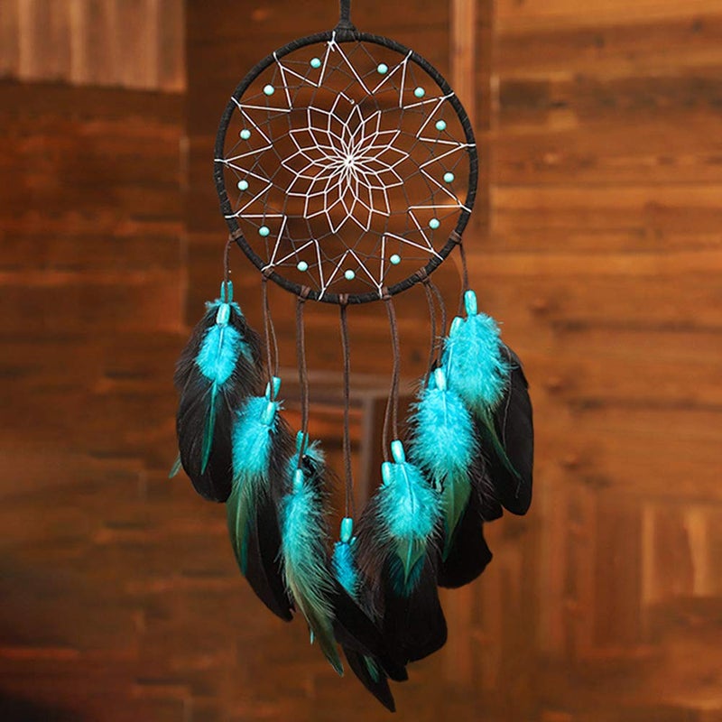 WOW DING Blue Dream Catchers Handmade, Boho Traditional Circular Net for Wall Hanging Decor, Bedroom Kids, Home Decoration, Art Ornament Craft Gift - Image 1